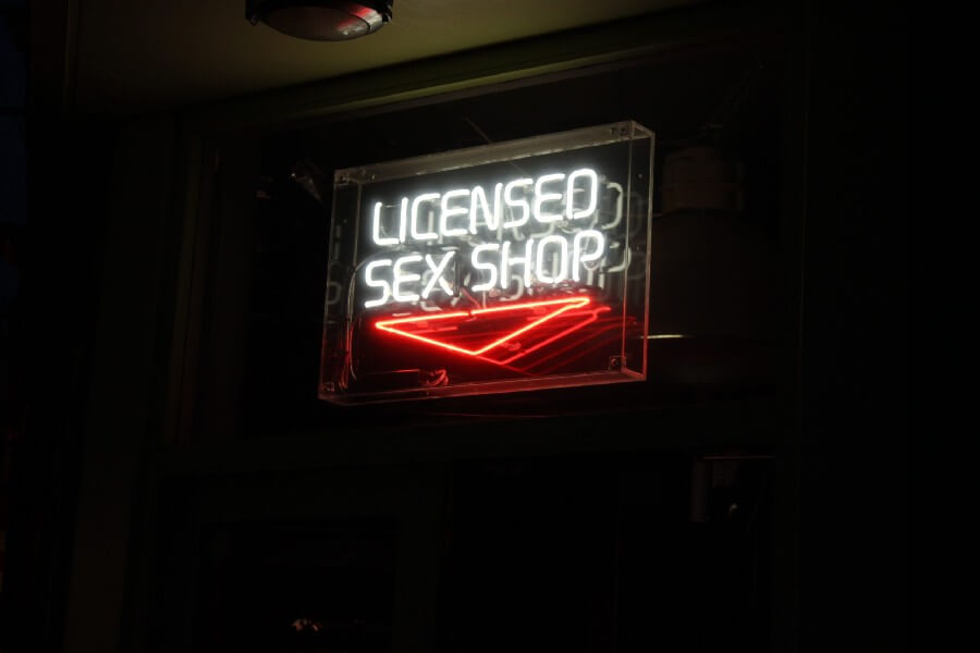 Licensed sex shop neon sign