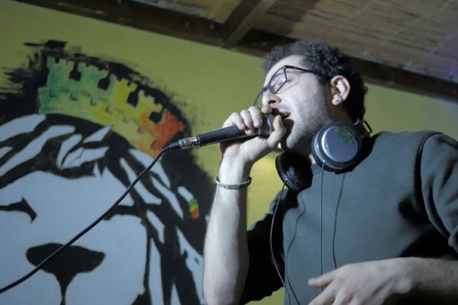Cristian Lazzara rapping in Italian