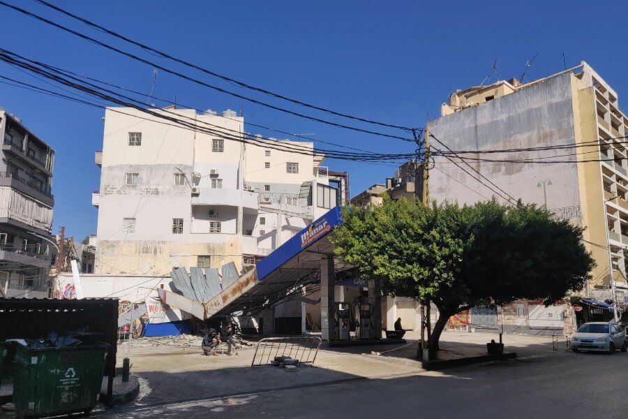Destroyed gas station in Mar Mikhael