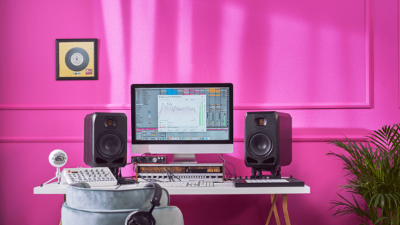 pink studio speakers