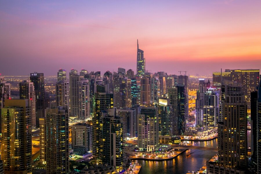 dubai skyline at night