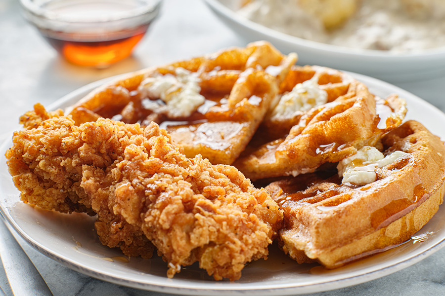 Chicken & Waffles, the perfect combo of breakfast and dinner