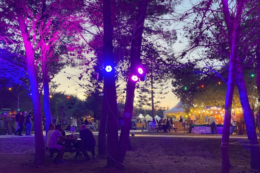 A purple bathed view of Ta Qali national Park for Boomerang Festival