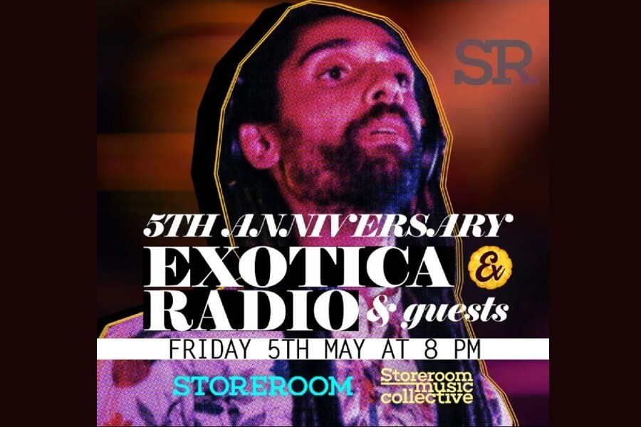 promo flyer for Exotica Radio event at Storeroom