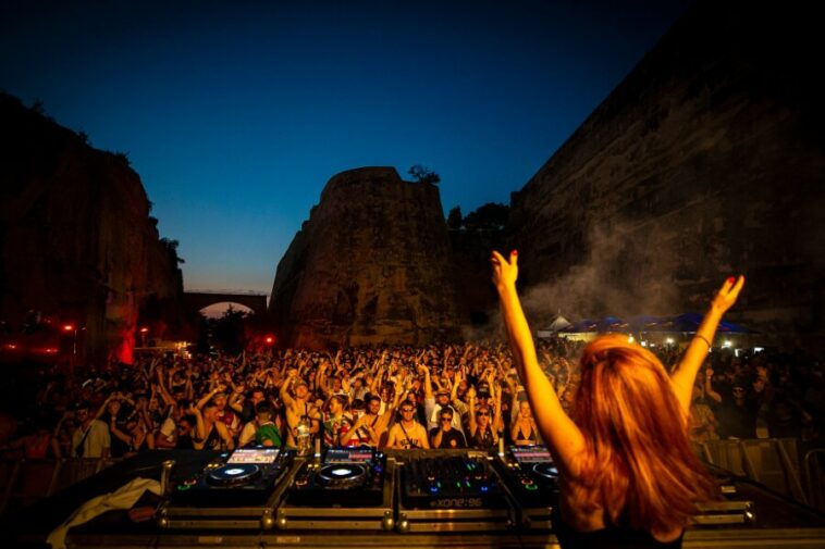 The first night of a techno festival weekend in Malta