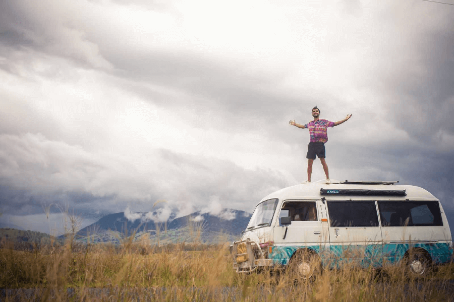 man standing on a van