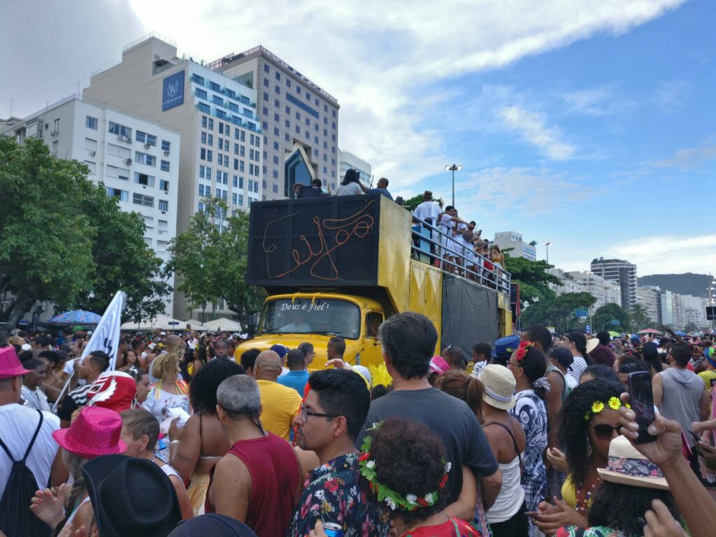 Carnaval float along Copacabana Beach