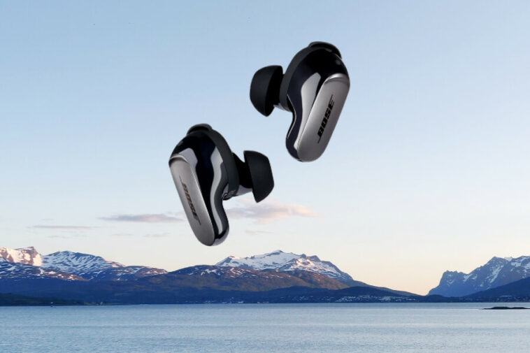 bose earbuds overlayed an artic sea