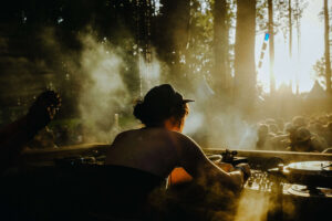 DJ playing at sun down