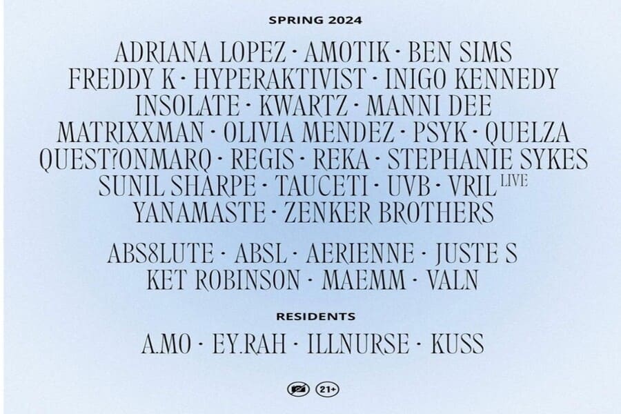 Haven Spring 2024 line up for the first church turned club event – Image Courtesy of Haven Instagram