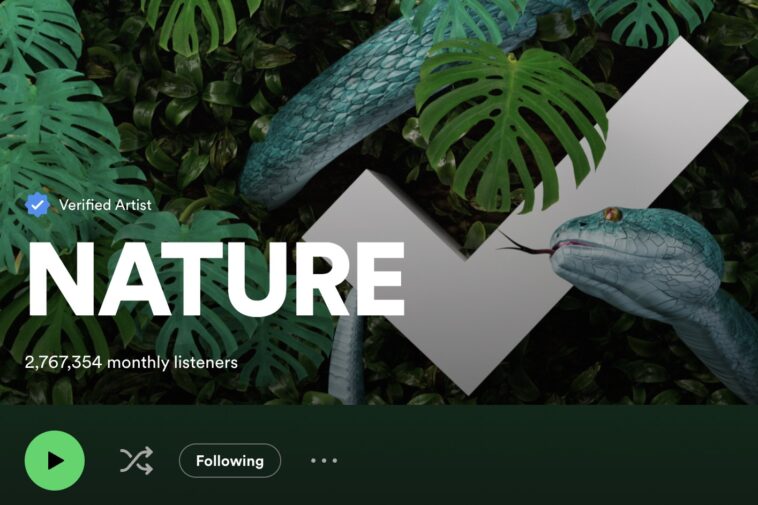 Screenshot of Nature profile on spotify