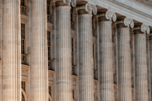 White courthouse columns.
