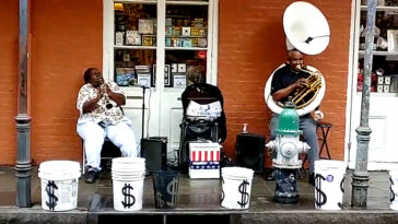 Doreen Ketchens busking in New Orleans.