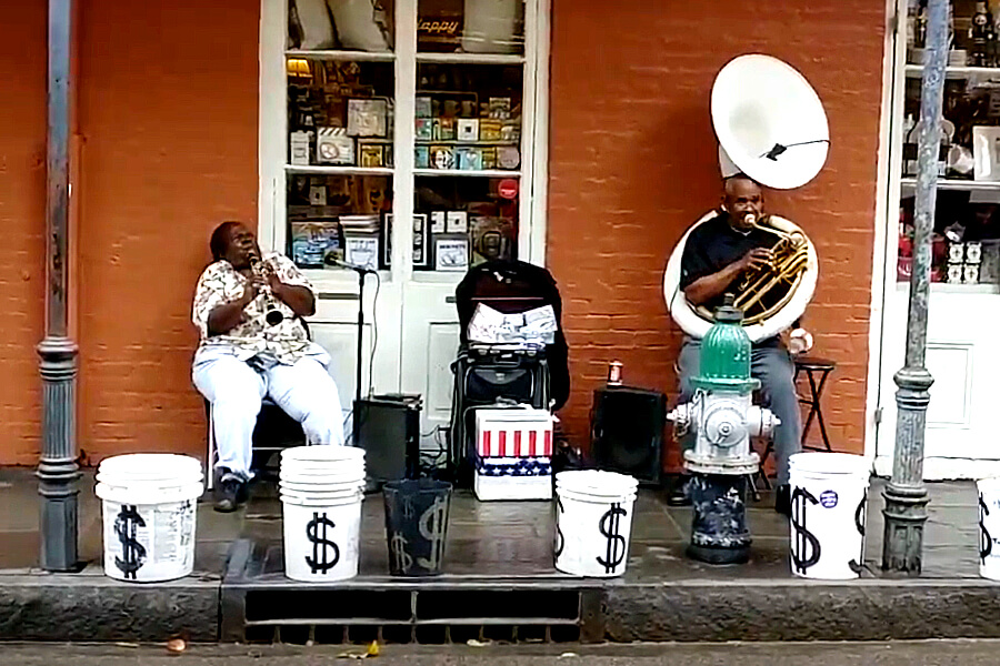 Doreen Ketchens busking in New Orleans.