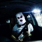 white balaclava in the car
