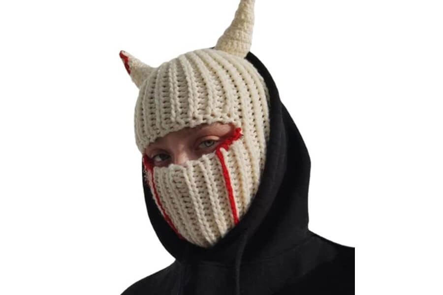 devil horns white balaclava