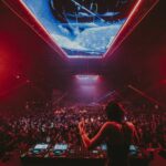 Sara Landry playing a set at the Radius, view from behind the stage