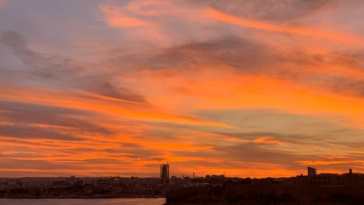 Red sunset looking from Valletta
