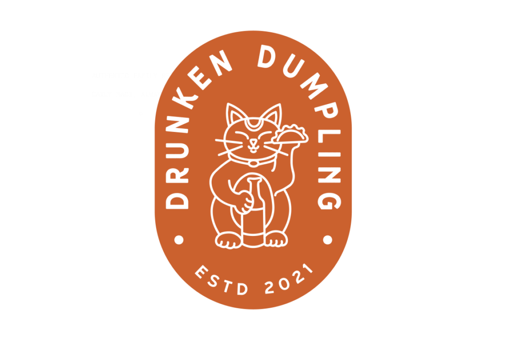 Drunken Dumpling logo with a cat
