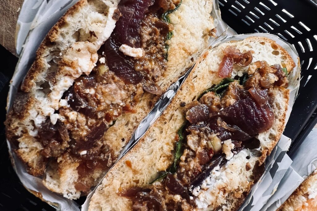 Ftira Maltese sandwich cut in half