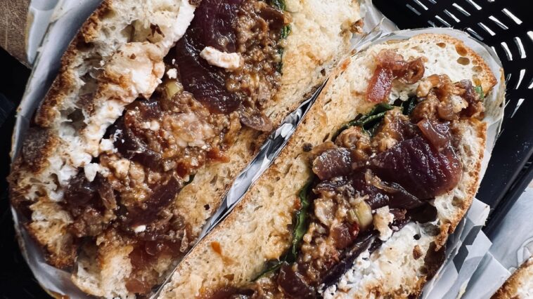 Ftira Maltese sandwich cut in half