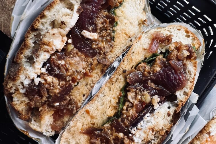 Ftira Maltese sandwich cut in half