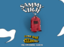 Sammy Virji signature font with a dry cleaned red shirt below the text