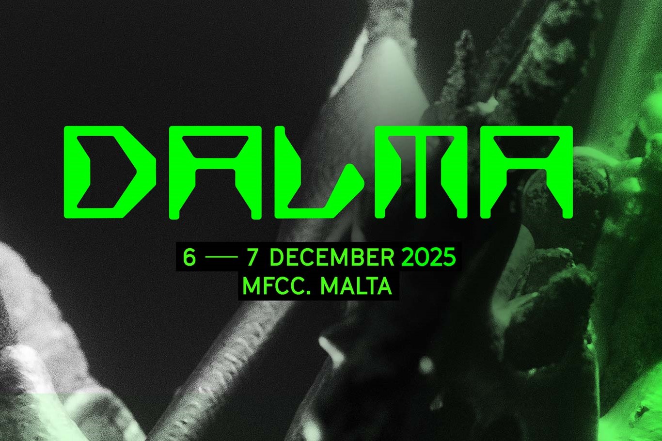 Dalma Festival Logo: green with distopian background