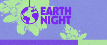 Earth Night Promotion 2026 with purple and green background.