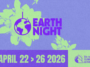 Earth Night Promotion 2026 with purple and green background.