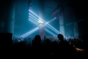 Industrial rave with blue lighting