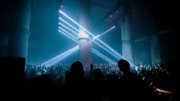 Industrial rave with blue lighting