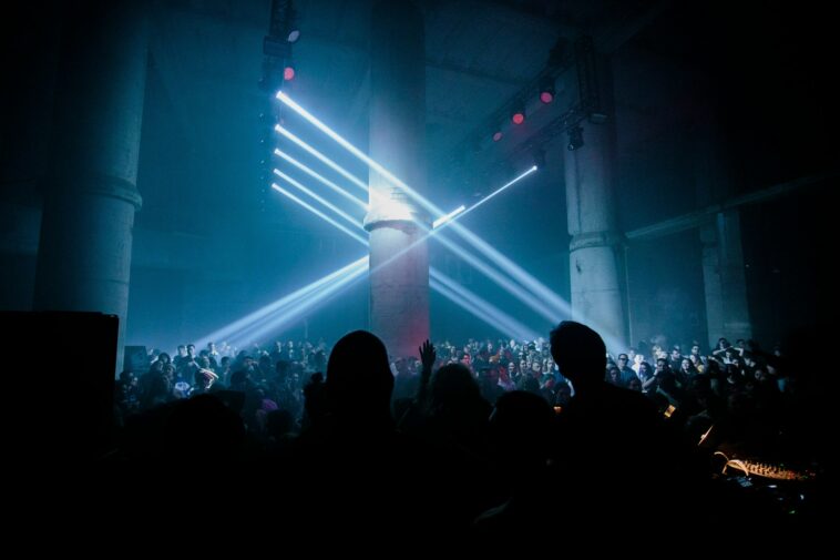 Industrial rave with blue lighting