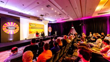 Conference room listening to a panel at The Great Escape